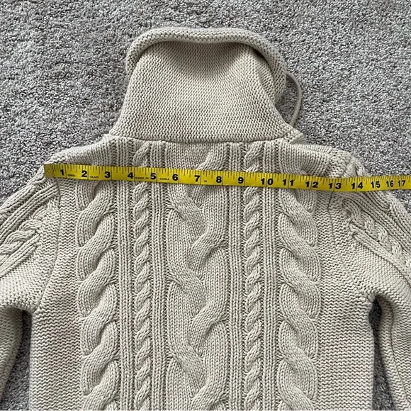 L.L. Bean Beige Cable Knit Turtleneck Sweater - Picture 12 of 15